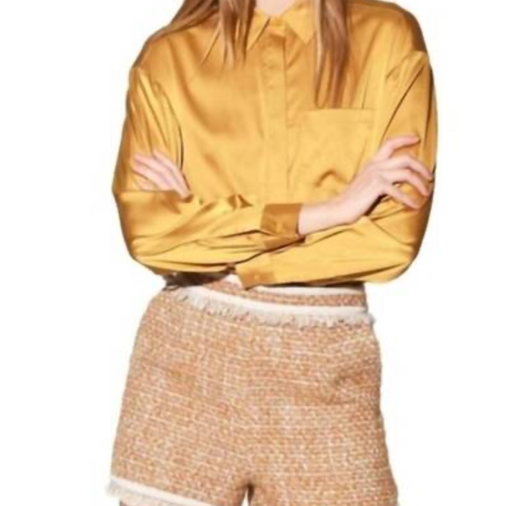 Walter Baker High Waist Tweed Shorts in Tan and Cream